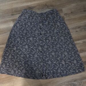 100% SILK 22W Jones New York Dark Floral A-Line Skirt